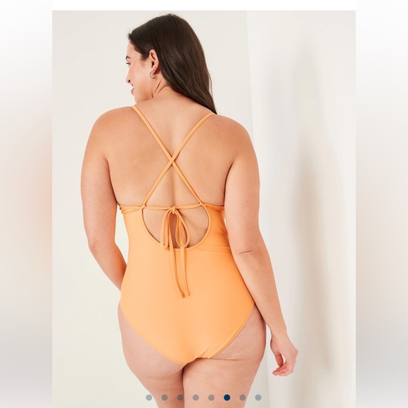 Old Navy Other - 🆕 Old Navy Women’s V-Neck Ruffle-Trim Cutout One Piece Swim Swimsuit Mango 8-10